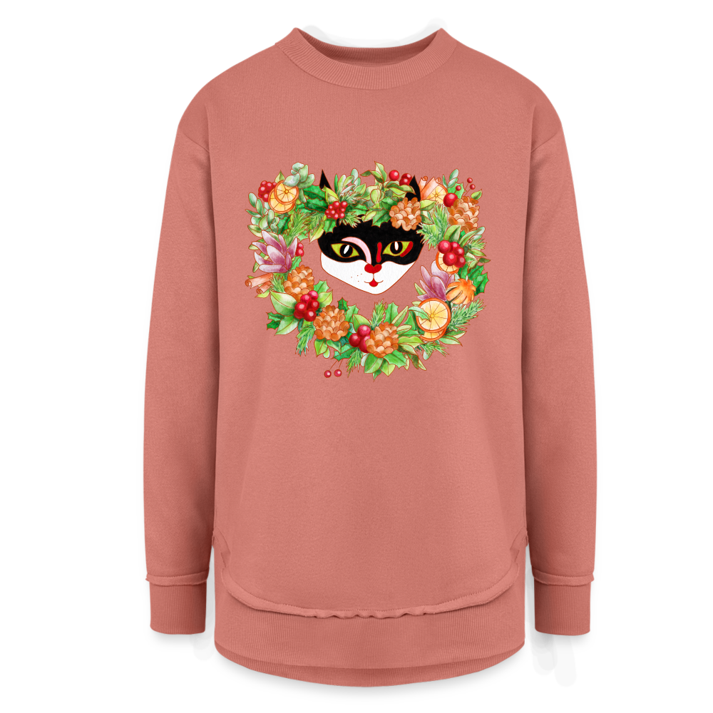 Women's Weekend Holiday Tunic Fleece Sweatshirt - mauve