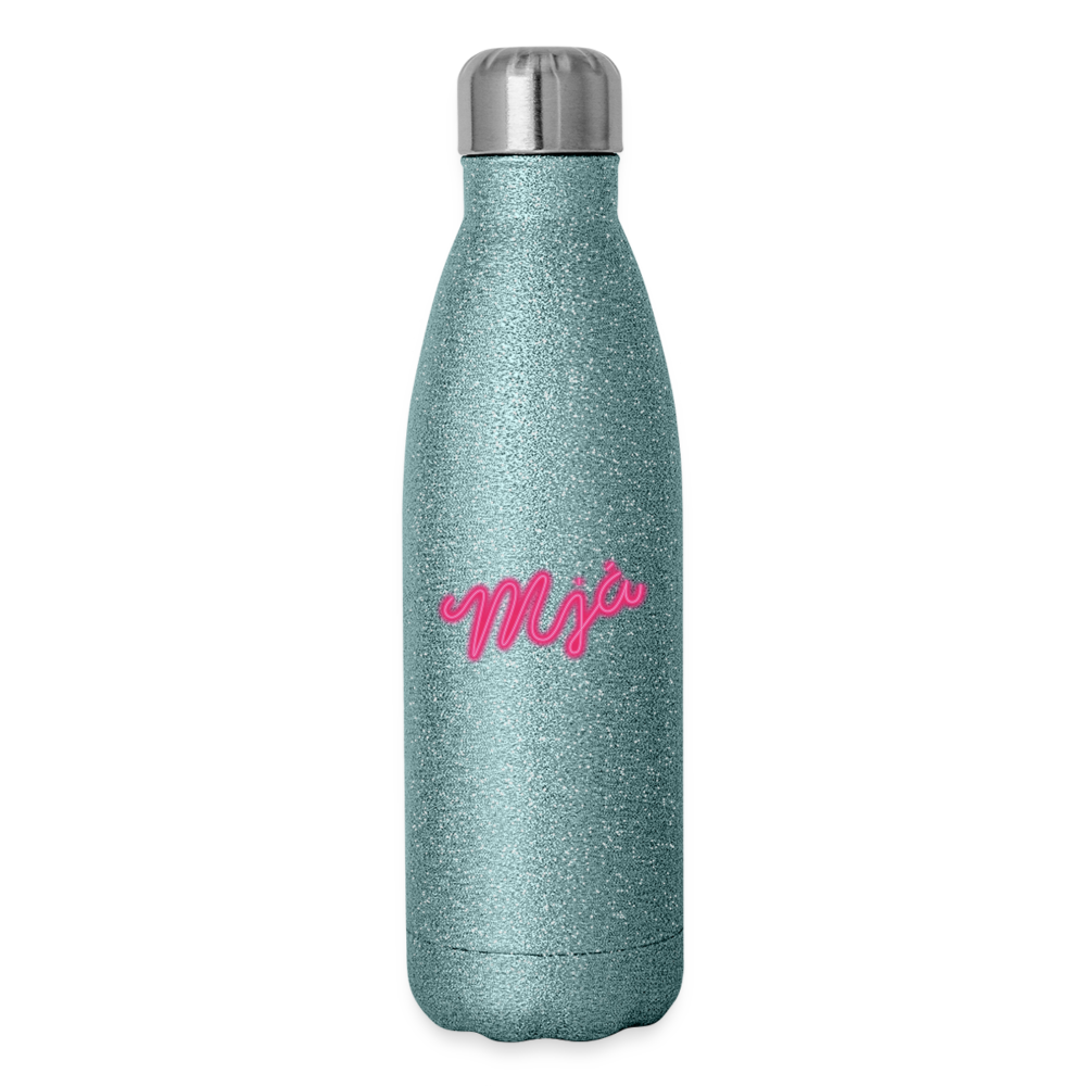 Insulated Stainless Steel Water Bottle - turquoise glitter