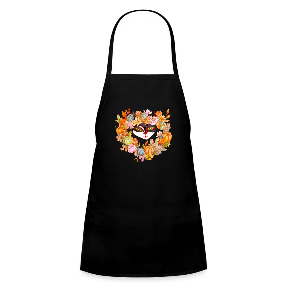 Kids' Apron with Halloween Cat - black