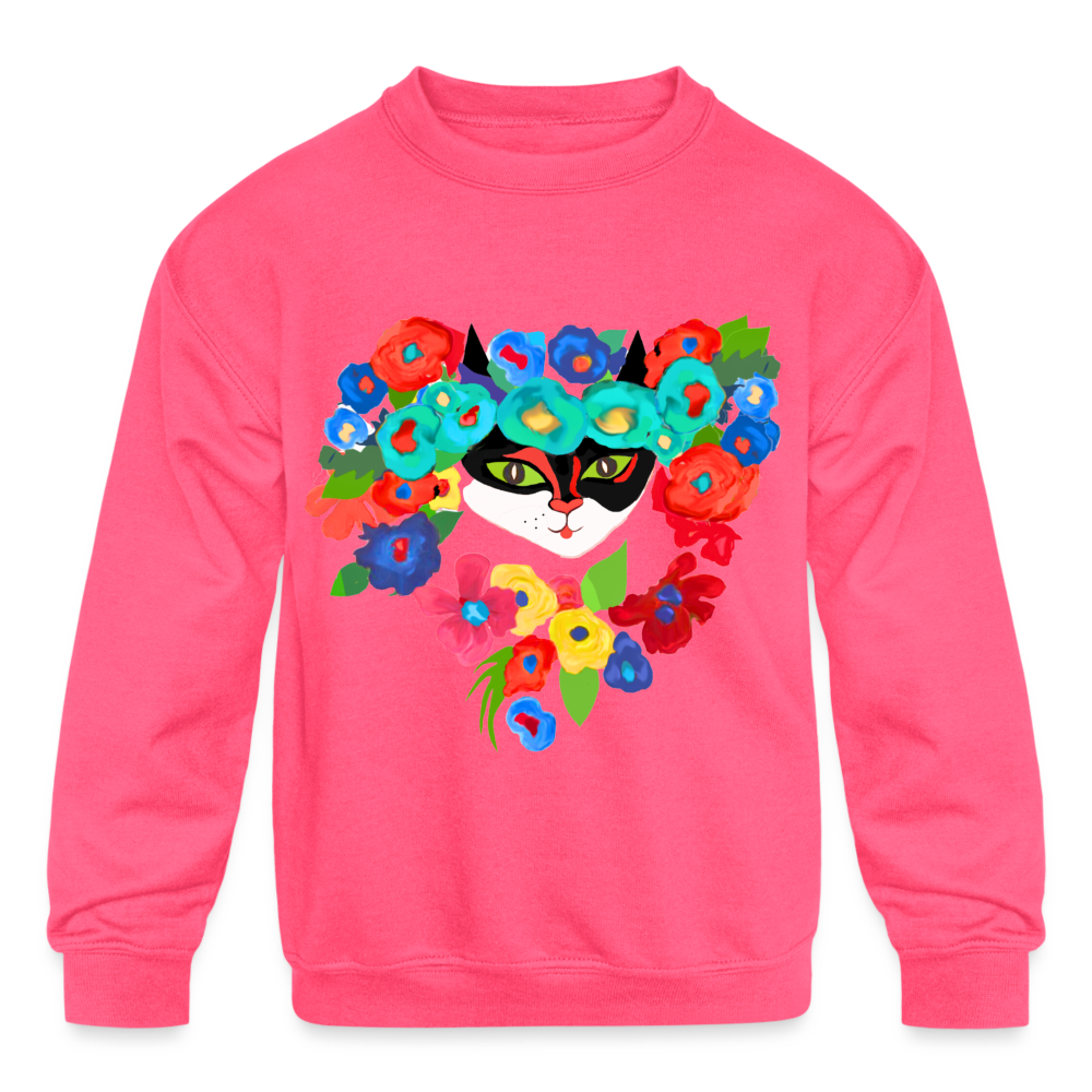Kids' Crewneck Sweatshirt - neon pink