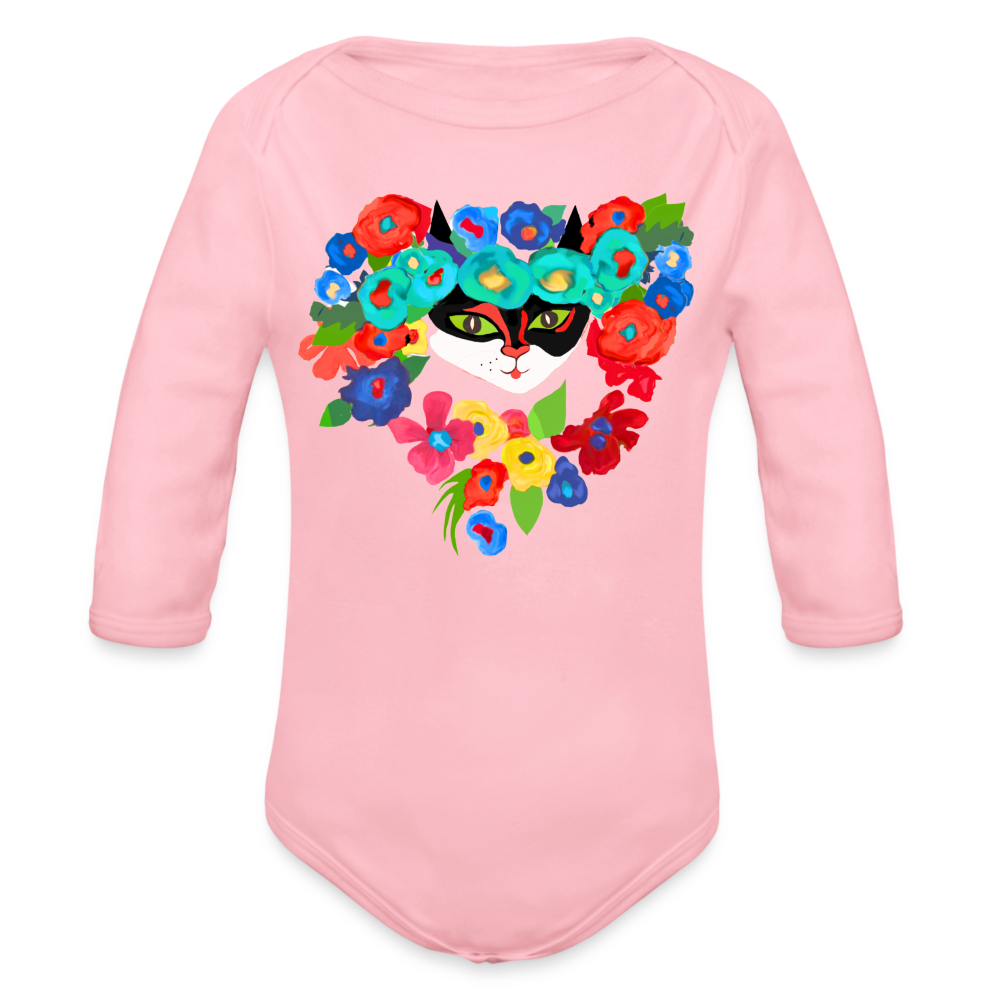 Organic Long Sleeve Baby Bodysuit - light pink