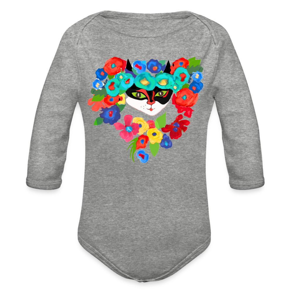 Organic Long Sleeve Baby Bodysuit - heather grey