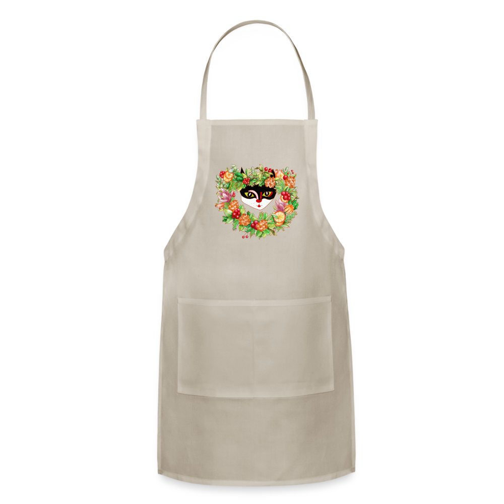 Holiday Cat Apron - natural