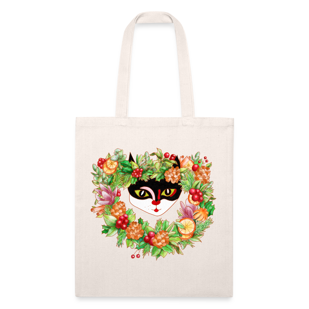 Recycled Holiday Tote Bag - natural