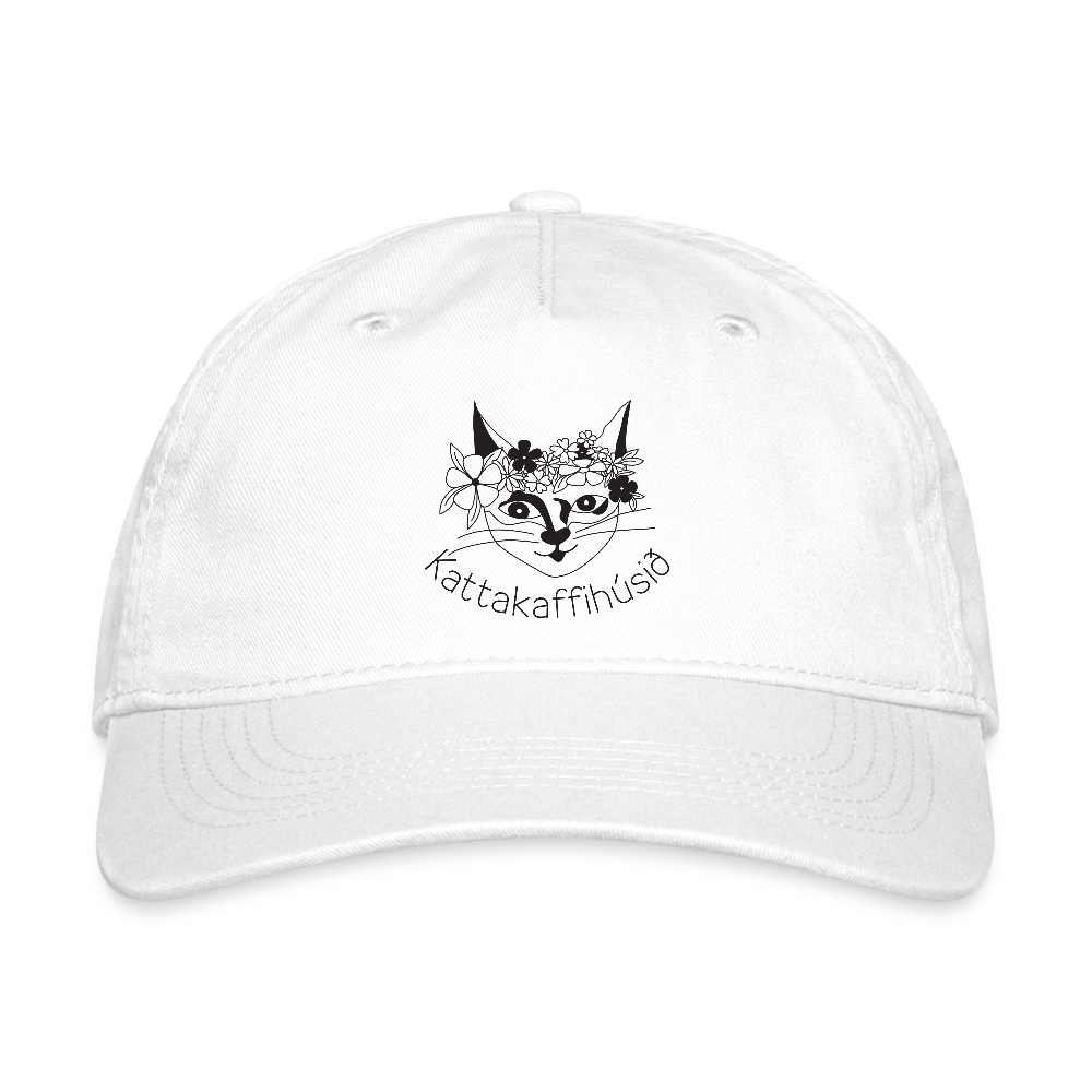 Organic Baseball Cap with logo - white