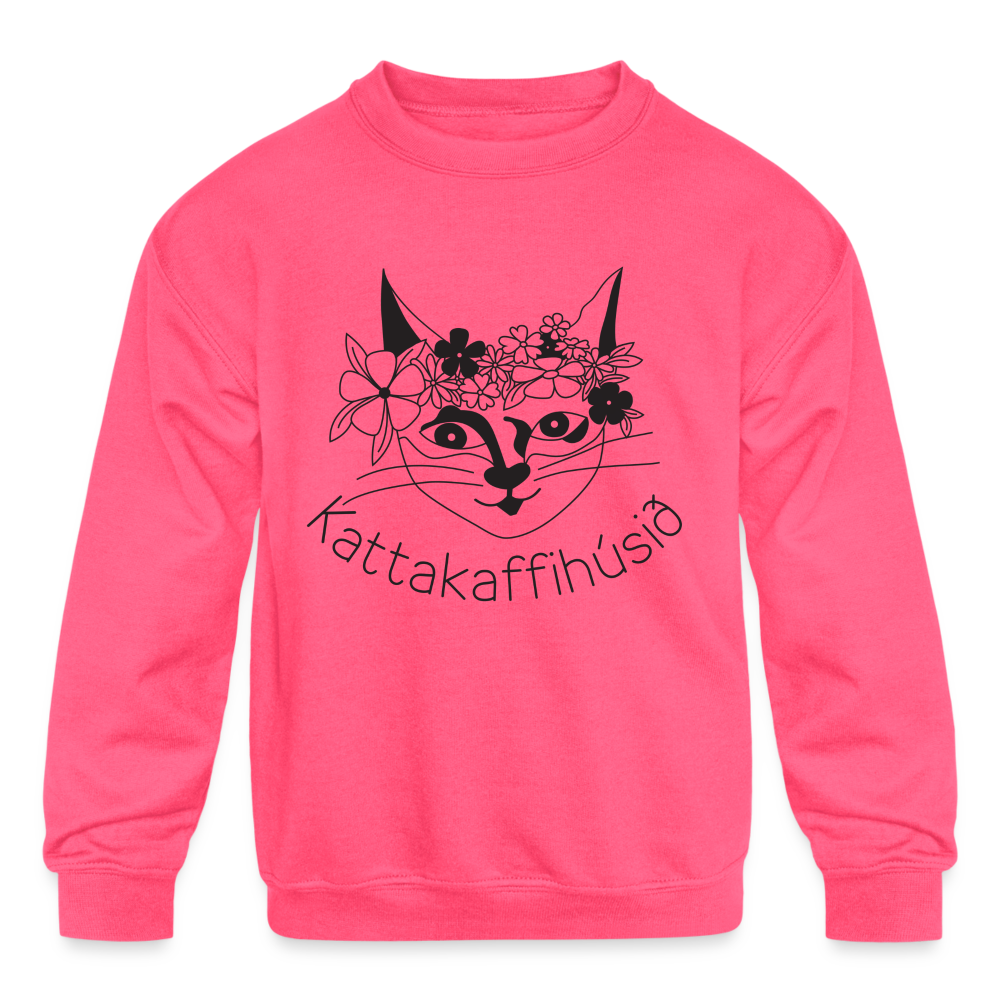 Kids' Crewneck Sweatshirt With Logo - neon pink