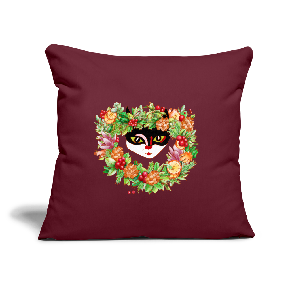 Holiday Throw Pillow Cover 18” x 18” - burgundy