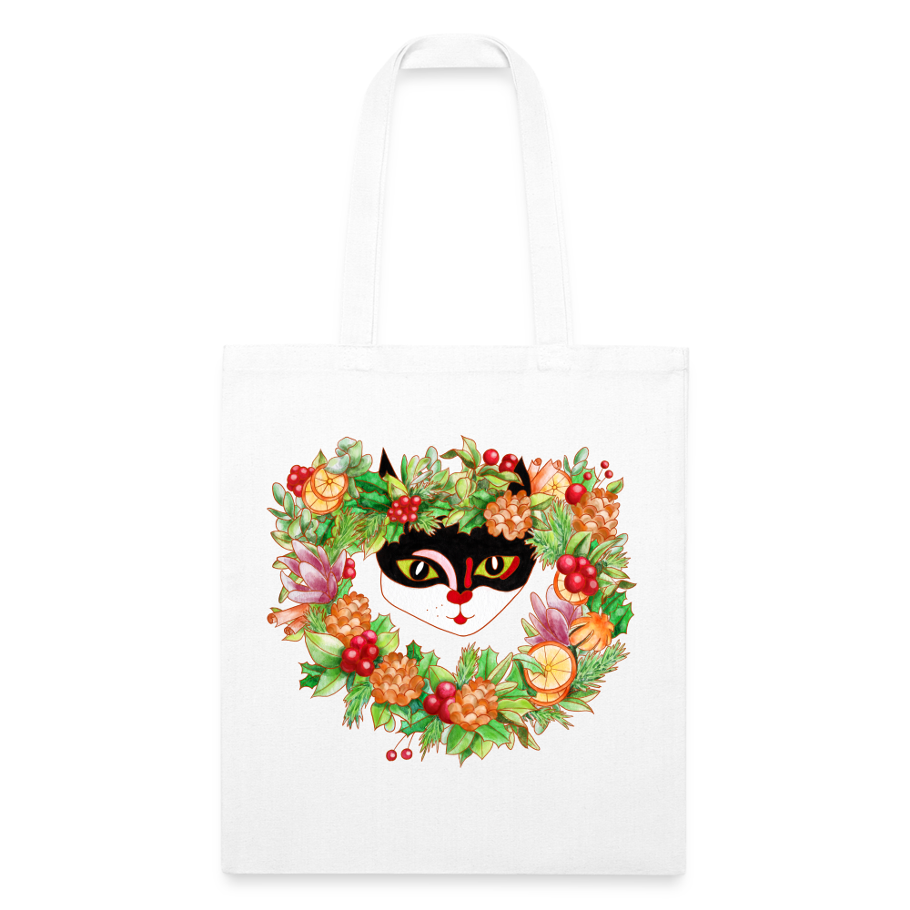 Recycled Holiday Tote Bag - white