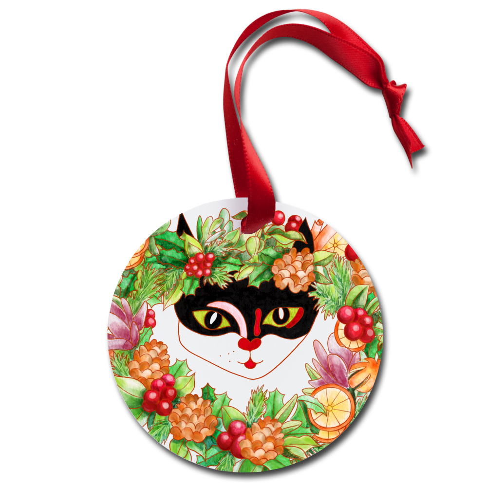 Cat Holiday Ornament - white